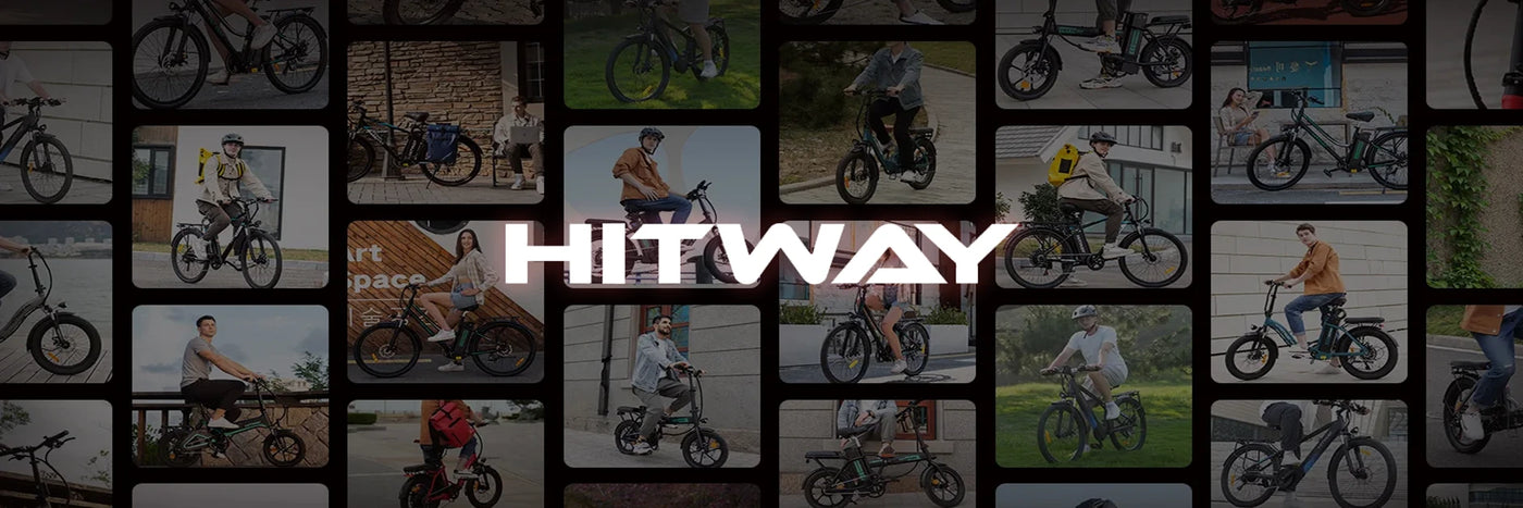 Assortment of HITWAY electric bikes available at eTrails.co.uk, featuring models suitable for urban commuting and off-road adventures in the UK, highlighting our commitment to sustainable and affordable eco-friendly transportation.