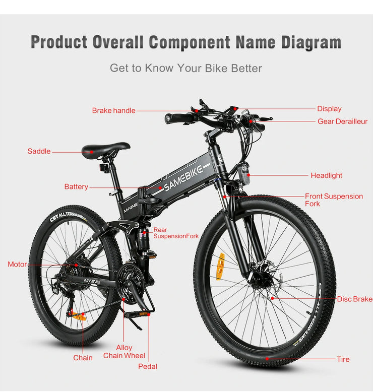 SAMEBIKE LO26-II-YD | 900W | 48V 14AH | 25KM/H