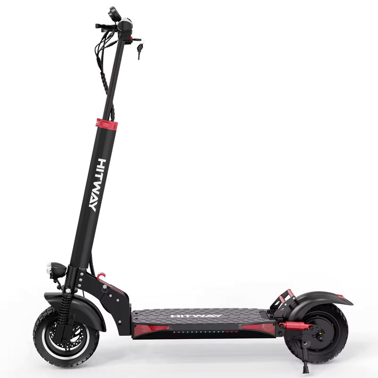 Front angle view of Hitway H5 Pro Electric Scooter, highlighting the LED headlight and suspension on a clean white background.