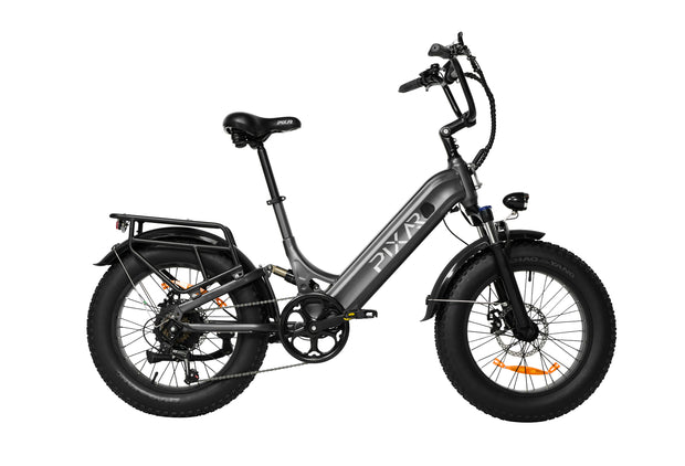 PIXAR Ride1 electric bike with 500W motor, 10.4AH battery, and fat tires for enhanced stability and speed.