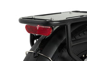 Rear light and rack of the PIXAR Ride1 electric bike, designed for visibility and safety during rides.