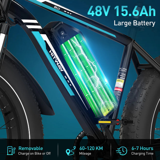 HITWAY BK15 E-Bike 250W Motor|48V 15Ah Battery| 26*4.0'' Tire