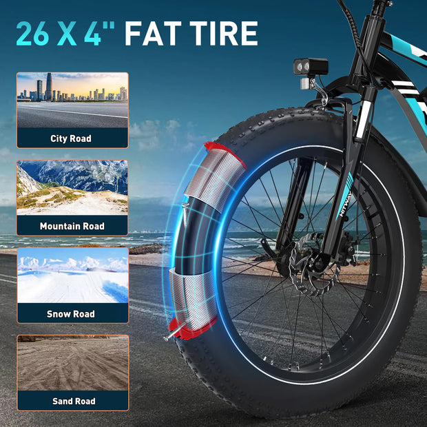 HITWAY BK15 E-Bike 250W Motor|48V 15Ah Battery| 26*4.0'' Tire