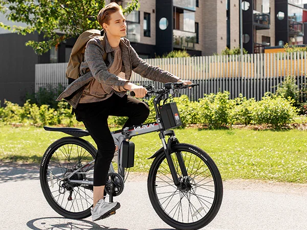 VARUN M26-3 Pro being ridden on an urban path