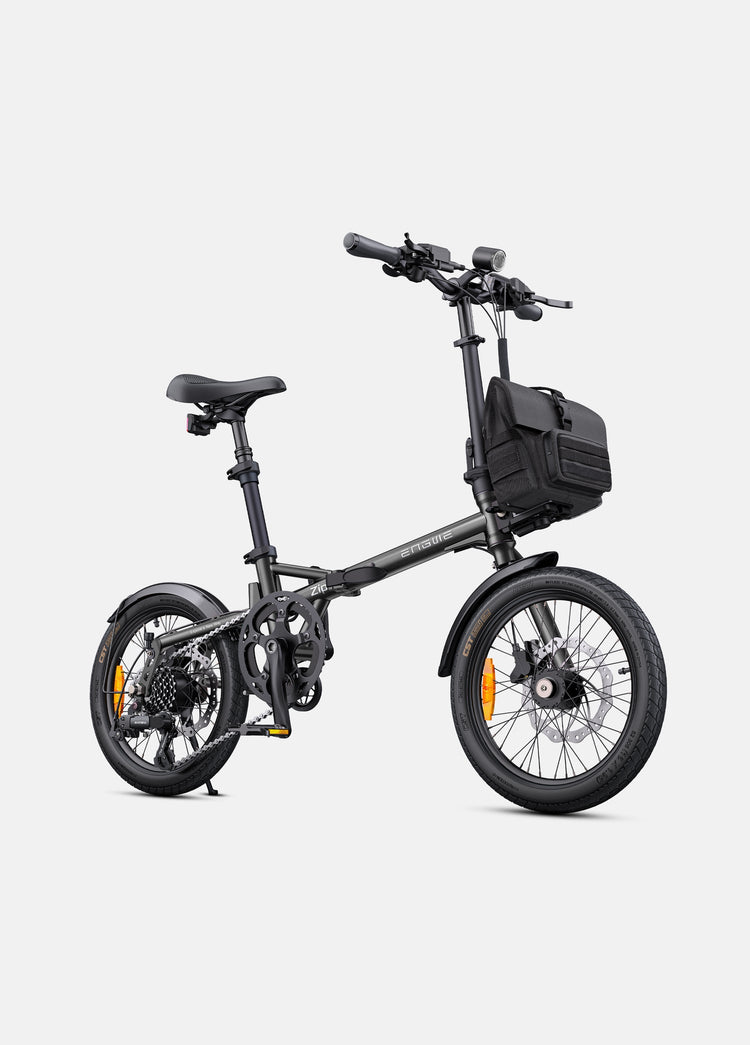 Grey ENGWE Zip folding electric bike, front three-quarter product view